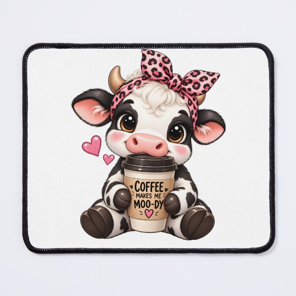 Item preview, Coffee Makes Me Moo-dy Cute Cow designed and sold by TinyWeird.