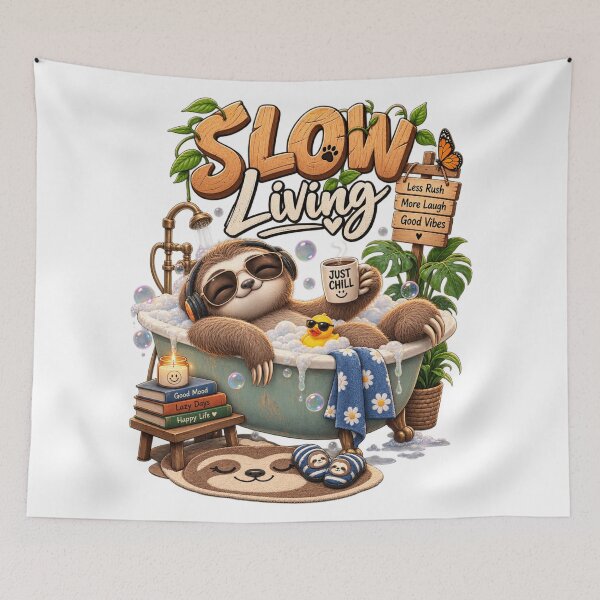 Item preview, Slow Living Good Vibes | Relaxing Sloth Funny T-Shirt designed and sold by ✨ Daily Vibe Studio ✨.