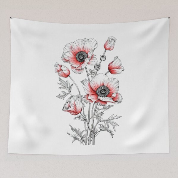 Item preview, Red Poppy Botanical Illustration designed and sold by DriftmarkStudio.