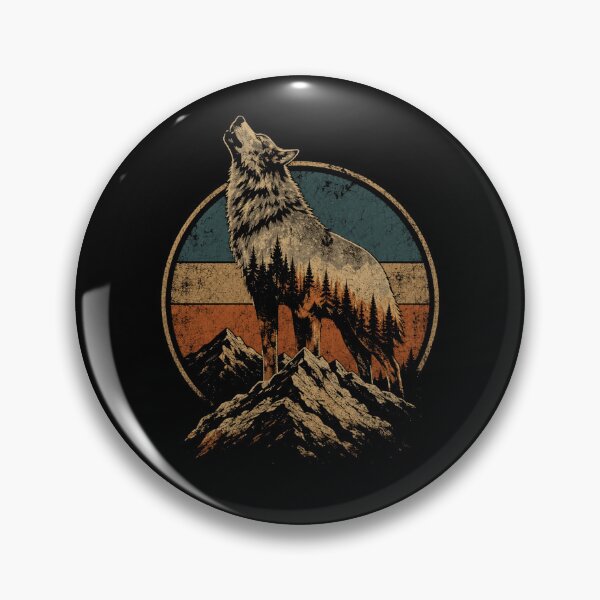 Item preview, Howling Wolf Mountain Wilderness Retro Vintage  designed and sold by Moizento.