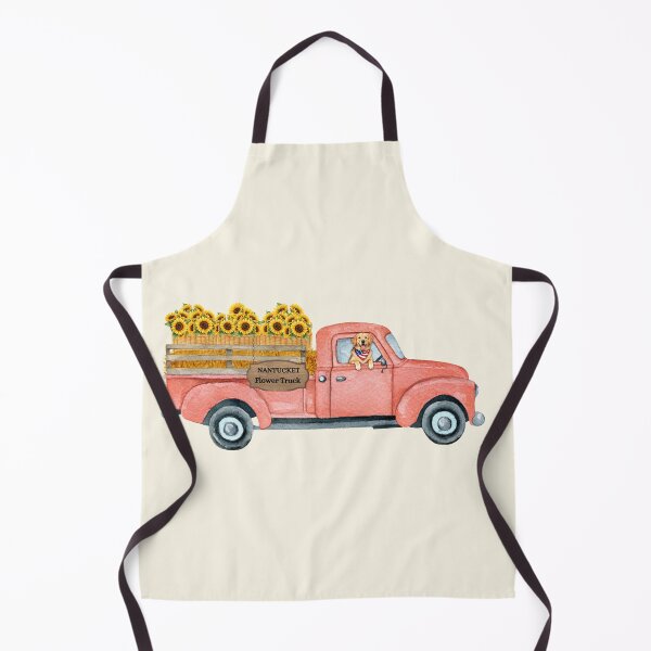 Item preview, Nantucket Autumn Flower Truck with Golden Retriever designed and sold by Coastal Joy.