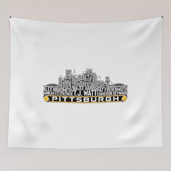 Item preview, Pittsburgh Football Skyline Player Names Typography City Fan Design designed and sold by CarlaWise58071.