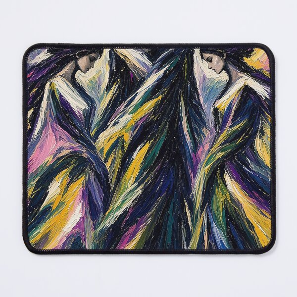Item preview, Vibrant Expressionist Trio – Man and Two Women in Flowing Forms with Blue, Purple, Yellow, Green and Pink designed and sold by MFMart.