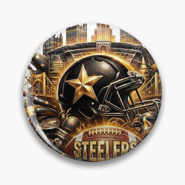 Item preview, Golden Pittsburgh Football Helmet Skyline Luxury Fan Art Design designed and sold by TiffanyHe91384.