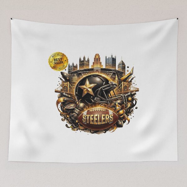 Item preview, Golden Pittsburgh Football Helmet Skyline Luxury Fan Art Design designed and sold by TiffanyHe91384.