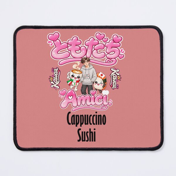 Item preview, Kawaii Amici – Italy Japan Friendship Cute Coffee Sushi & Cat designed and sold by The Kawaii Forge.