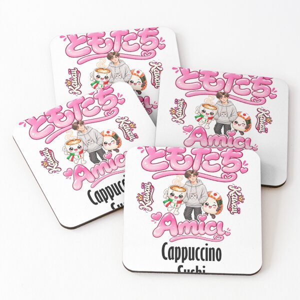 Item preview, Kawaii Amici – Italy Japan Friendship Cute Coffee Sushi & Cat designed and sold by The Kawaii Forge.