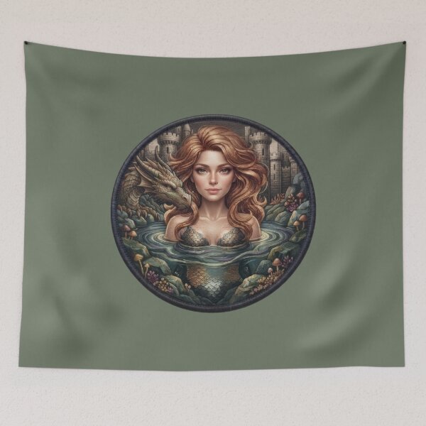 Item preview, Dragon And Castle Fantasy Maiden Art designed and sold by Azurart2.