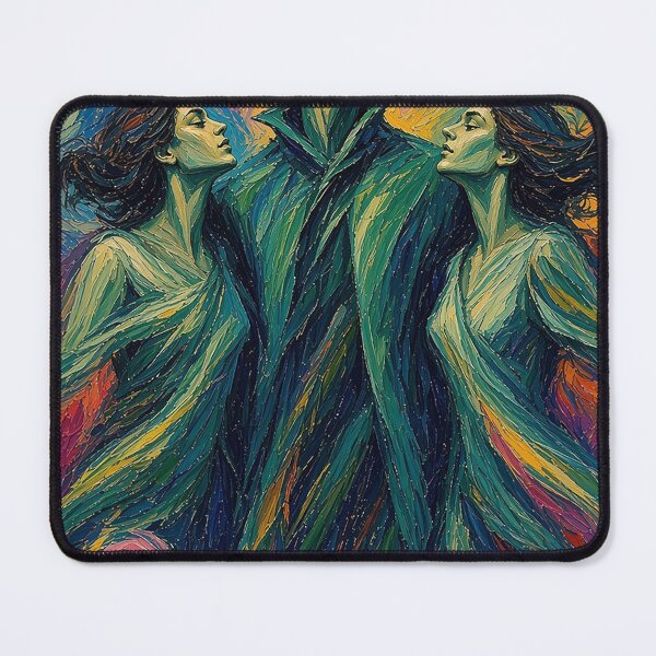 Item preview, Emerald Expressionist Trio – Man and Two Women Enhanced with Blue, Yellow, Red, White and Pink designed and sold by MFMart.