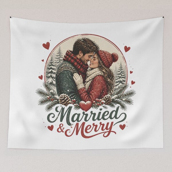 Item preview, Married & Merry Romantic Christmas Couple Holiday Gift designed and sold by LiviuGligoros.