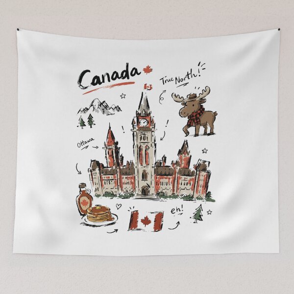Item preview, Cute Parliament Hill Canada Doodle Art v2 designed and sold by RamyGallery.