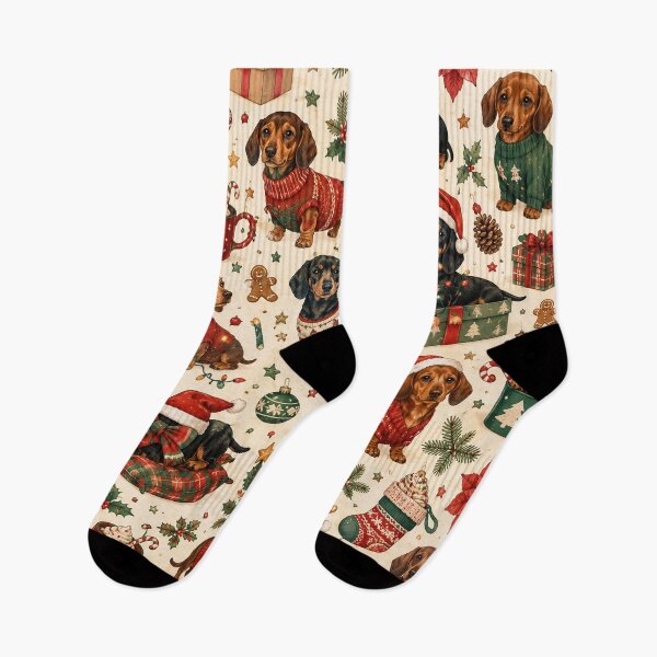 Item preview, Christmas Dachshund Pattern – Festive Wiener Dog Holiday Design designed and sold by RJACreative.