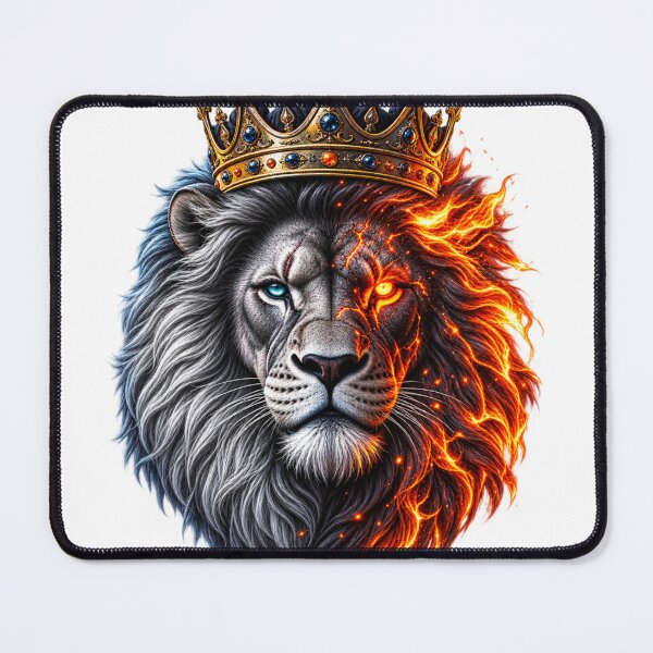 Item preview, King of Fire & Ice Lion – Crowned Warrior Fantasy 3D Art ? Tags designed and sold by Spiking11.