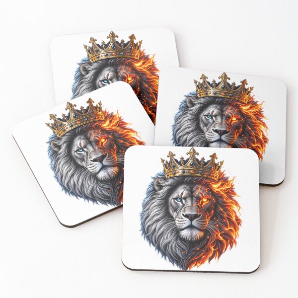 Item preview, King of Fire & Ice Lion – Crowned Warrior Fantasy 3D Art  ? Tags designed and sold by Spiking11.