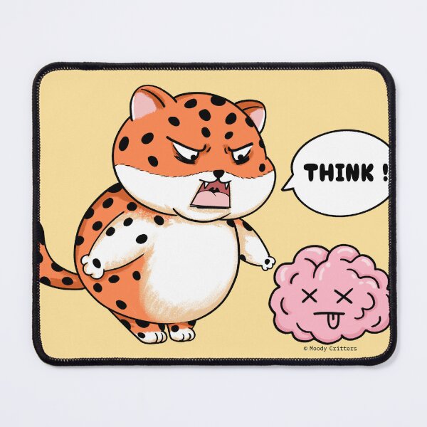 Item preview, Angry Chubby Leopard Think Hard Brain Meme designed and sold by Moody Critters.