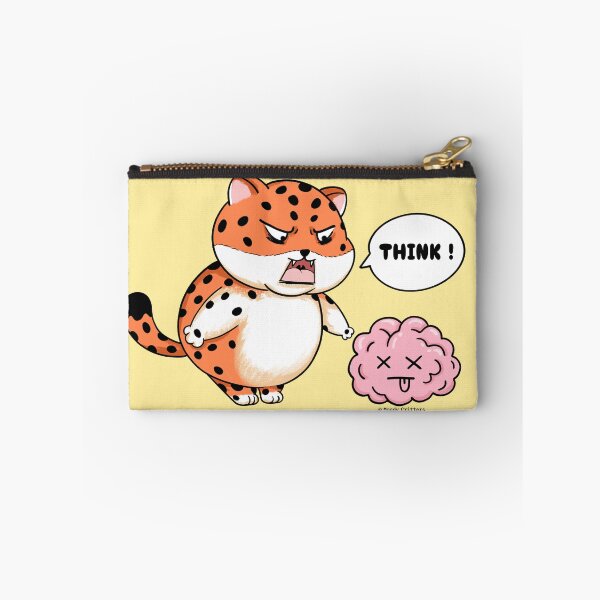 Item preview, Angry Chubby Leopard Think Hard Brain Meme designed and sold by Moody Critters.