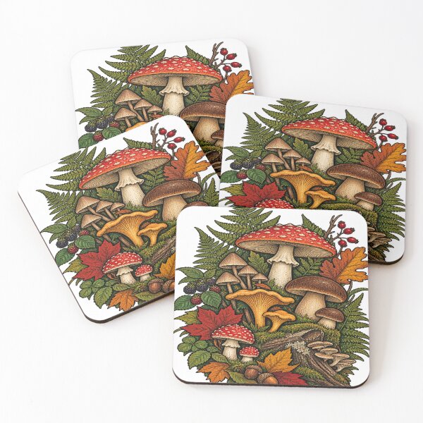 Item preview, Vintage Botanical Mushrooms Wild Ferns Nature designed and sold by PotatoMarket.