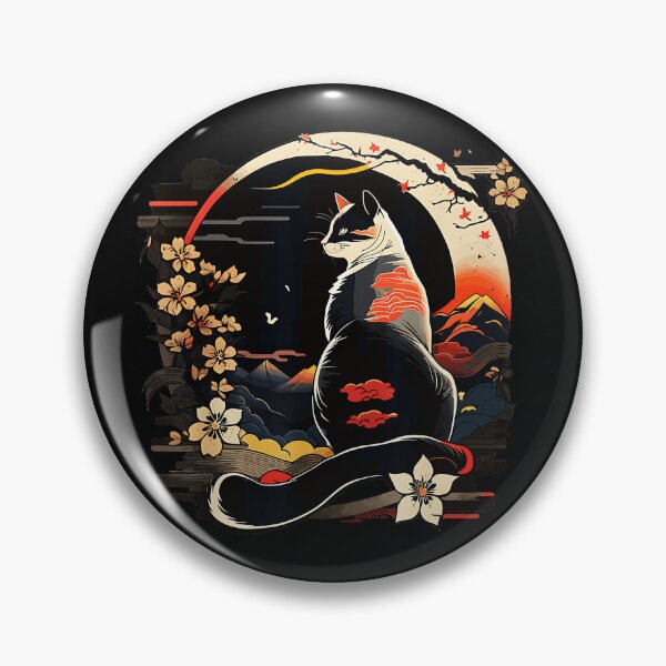 Item preview, Japanese Cat Lover Moon Cherry Blossom designed and sold by CharlieConon.