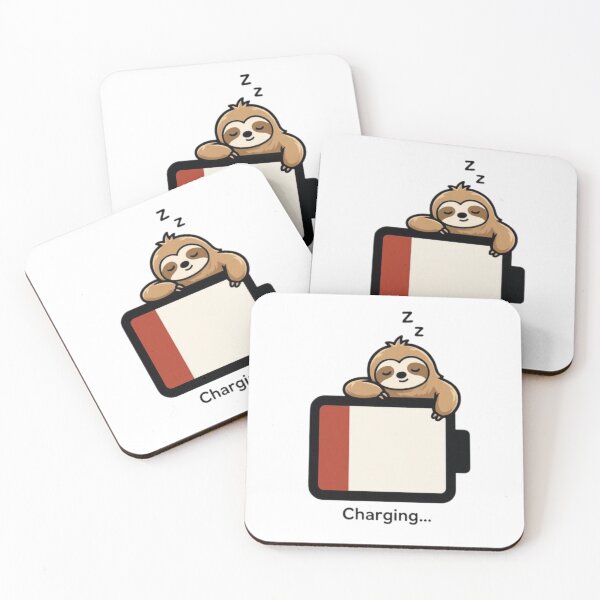 Item preview, Sleeping Sloth Charging Battery - Cute Funny Low Power Sloth designed and sold by Interactive-Art.