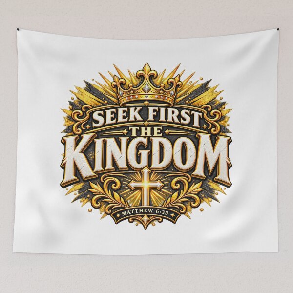 Item preview, Seek First the Kingdom – Matthew 6:33 Christian Typography designed and sold by Paltooproducts.