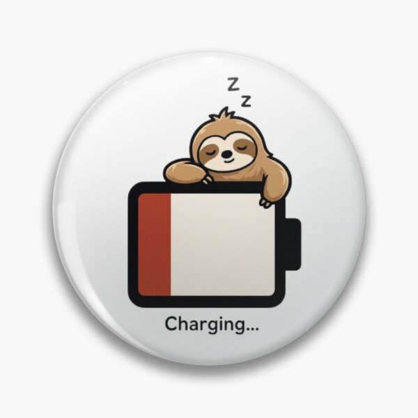 Item preview, Sleeping Sloth Charging Battery - Cute Funny Low Power Sloth designed and sold by Interactive-Art.