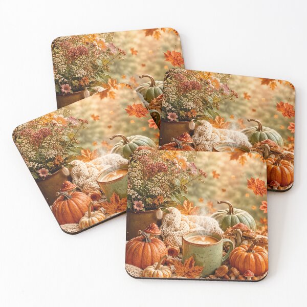 Item preview, Cozy Autumn Pumpkin Coffee designed and sold by Gold&pixels.