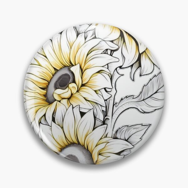 Item preview, Golden Sunflower Botanical Illustration designed and sold by DriftmarkStudio.