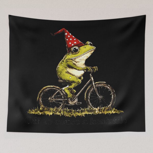 Item preview, Off To Cause A Kerfuffle Frog Cycling Whimsical Amphibian designed and sold by CharlieConon.