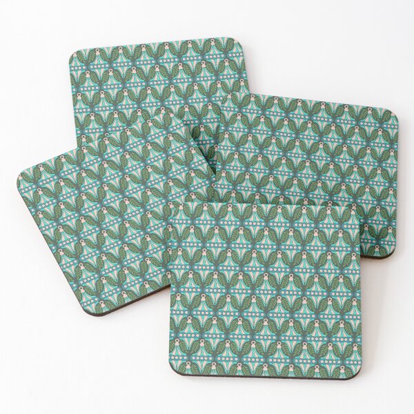 Item preview, Festive Turquoise Blush Ornament Damask Teal Pattern designed and sold by DColourMuse.