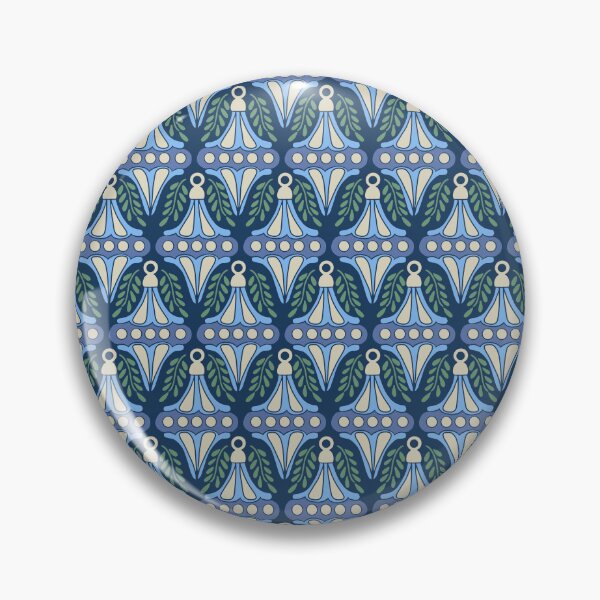 Item preview, Festive Sky Blue Cream Ornament Damask Navy designed and sold by DColourMuse.