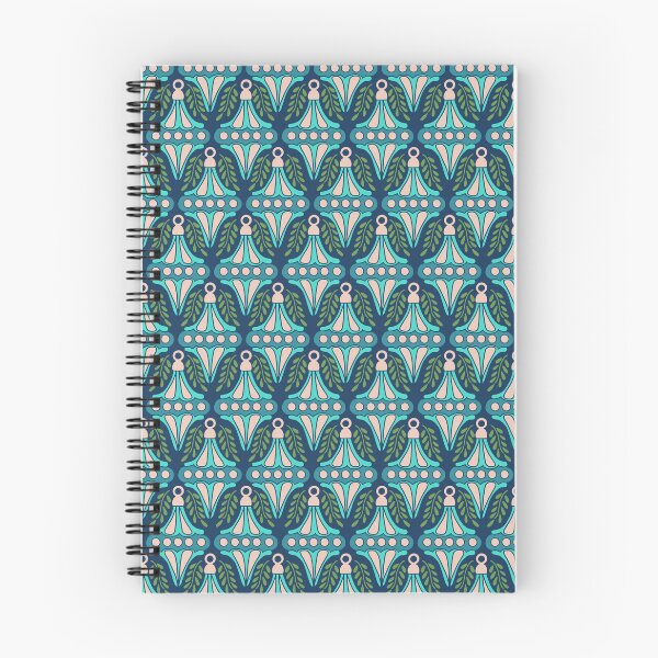 Item preview, Festive Turquoise Blush Ornament Damask Navy Pattern designed and sold by DColourMuse.