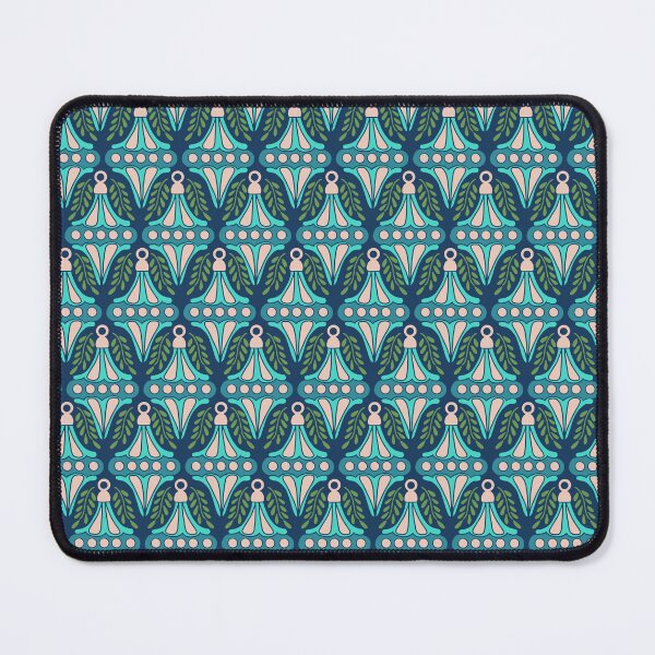 Item preview, Festive Turquoise Blush Ornament Damask Navy Pattern designed and sold by DColourMuse.