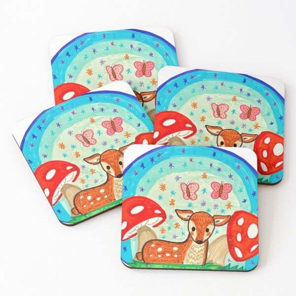 Item preview, Cute Fawn And Red Mushrooms Illustration designed and sold by Roos-Reijnders.