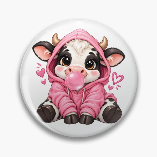 Item preview, Cute Pink Hoodie Cow with Bubblegum designed and sold by TinyWeird.