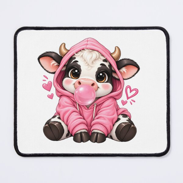 Item preview, Cute Pink Hoodie Cow with Bubblegum designed and sold by TinyWeird.