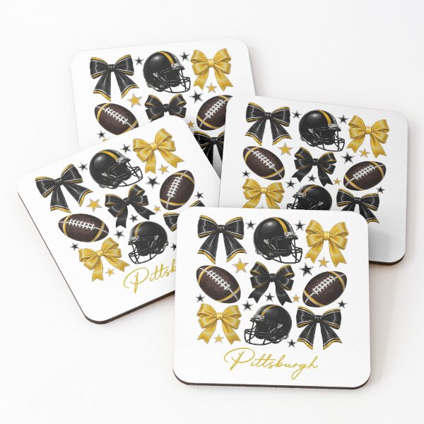 Item preview, Pittsburgh Football Bows Helmets and Stars Black Gold Pattern Design designed and sold by TracyWall90783.