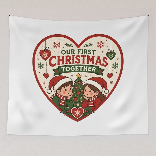 Item preview, Our First Christmas Together Cute Couple Holiday Gift designed and sold by OliviaHayesArt.