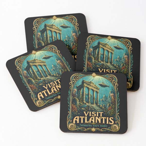 Aperçu de l'œuvre Affiche du sous-marin steampunk de Visit Atlantis créée et vendue par Victor Shadehorn.