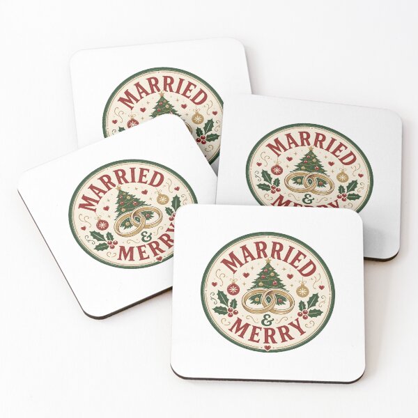 Item preview, Married & Merry Christmas Husband Wife Couple Holiday Gift designed and sold by KristenosNehk.