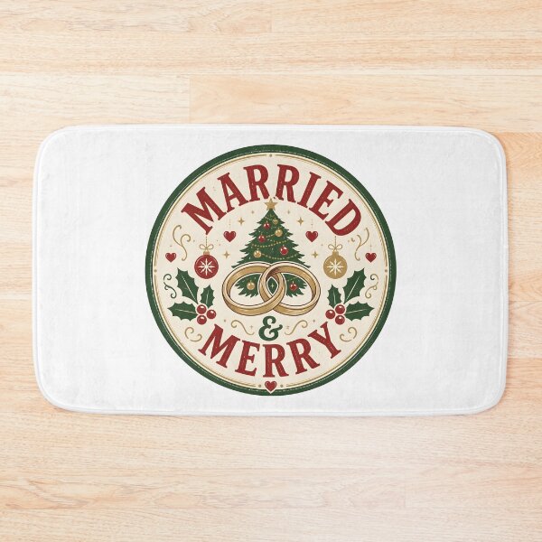 Item preview, Married & Merry Christmas Husband Wife Couple Holiday Gift designed and sold by KristenosNehk.