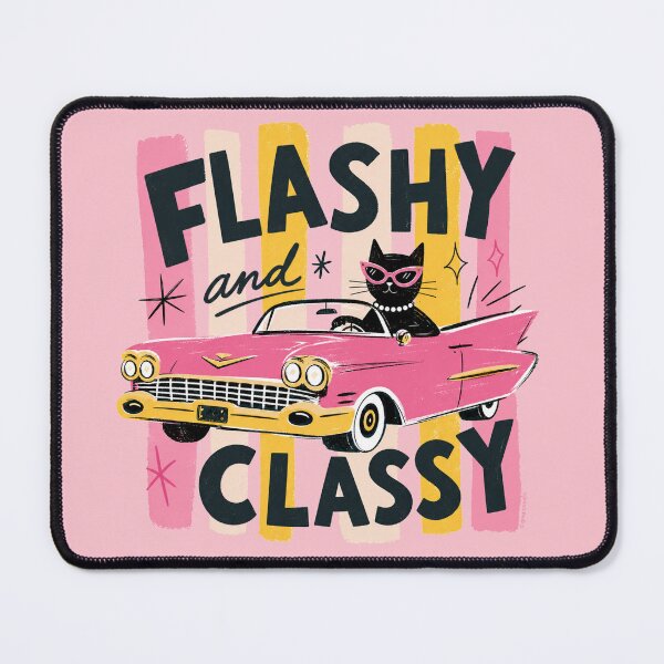 Item preview, Flashy and Classy – Retro Cat in Convertible Design designed and sold by Automotive Art by Greg.
