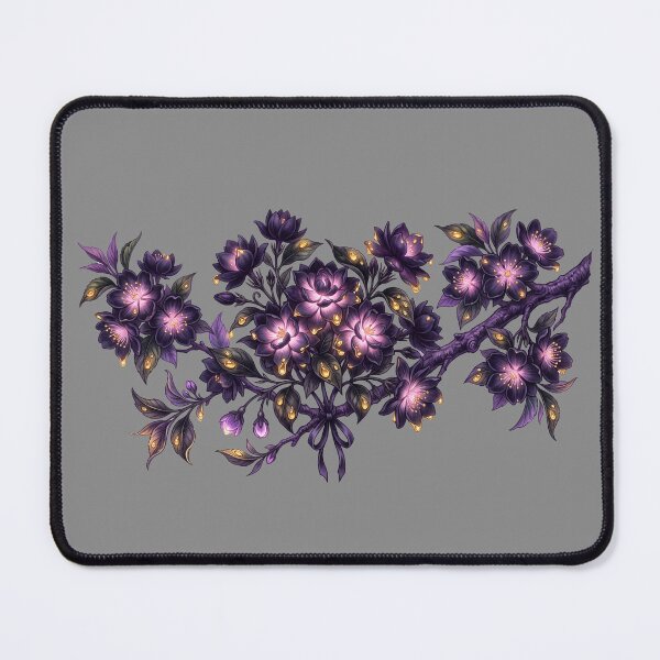 Item preview, Dark Purple Cherry Blossom Branch Dripping Gold Mystical Art designed and sold by BreezifyDesignStudio.