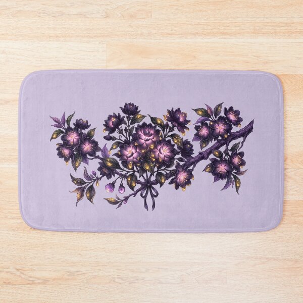 Item preview, Dark Purple Cherry Blossom Branch Dripping Gold Mystical Art designed and sold by BreezifyDesignStudio.