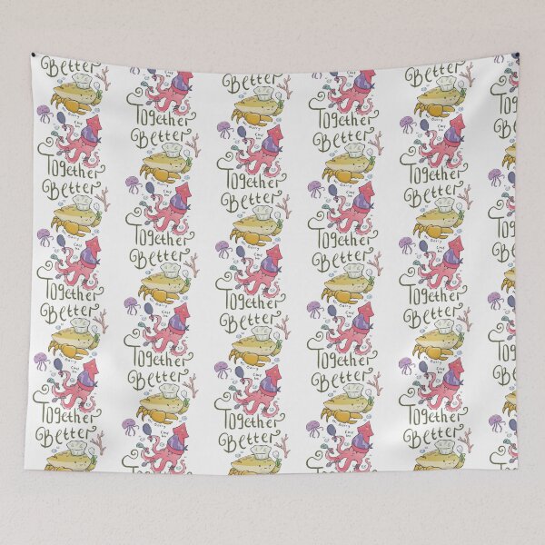 Item preview, Mr Barry Chef Ink Better Together Cute Crab Squid Art designed and sold by Yhyastudioa.