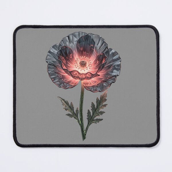 Item preview, Translucent Crystal Glass Poppy Flower Glowing Coral Core Art designed and sold by BreezifyDesignStudio.