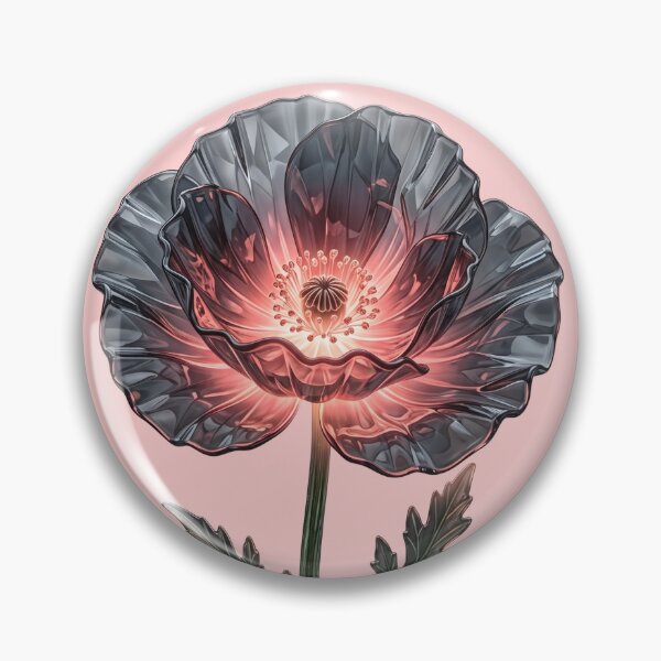 Item preview, Translucent Crystal Glass Poppy Flower Glowing Coral Core Art designed and sold by BreezifyDesignStudio.