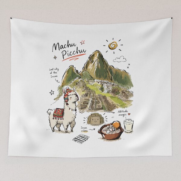 Item preview, Cute Machu Picchu Peru Doodle Art v2 designed and sold by RamyGallery.