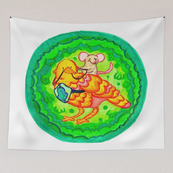 Item preview, Mouse Riding Giant Yellow Bird Art designed and sold by Roos-Reijnders.