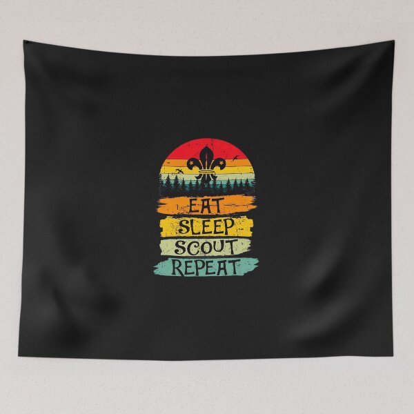 Item preview, Eat Sleep Scout Repeat Retro Sunset Fleur-de-lis designed and sold by dlpfjokns.