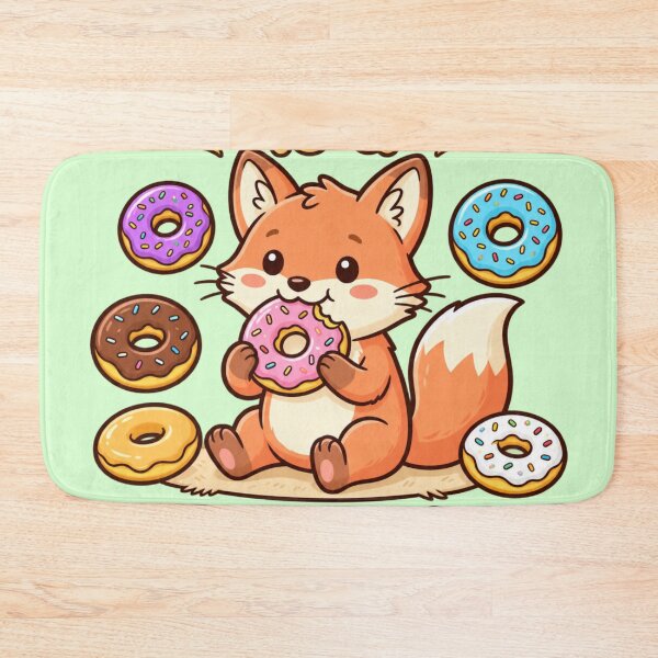 Item preview, 'Happiness is a Donut Away' Little Fox Eating Donut designed and sold by TriStudio.